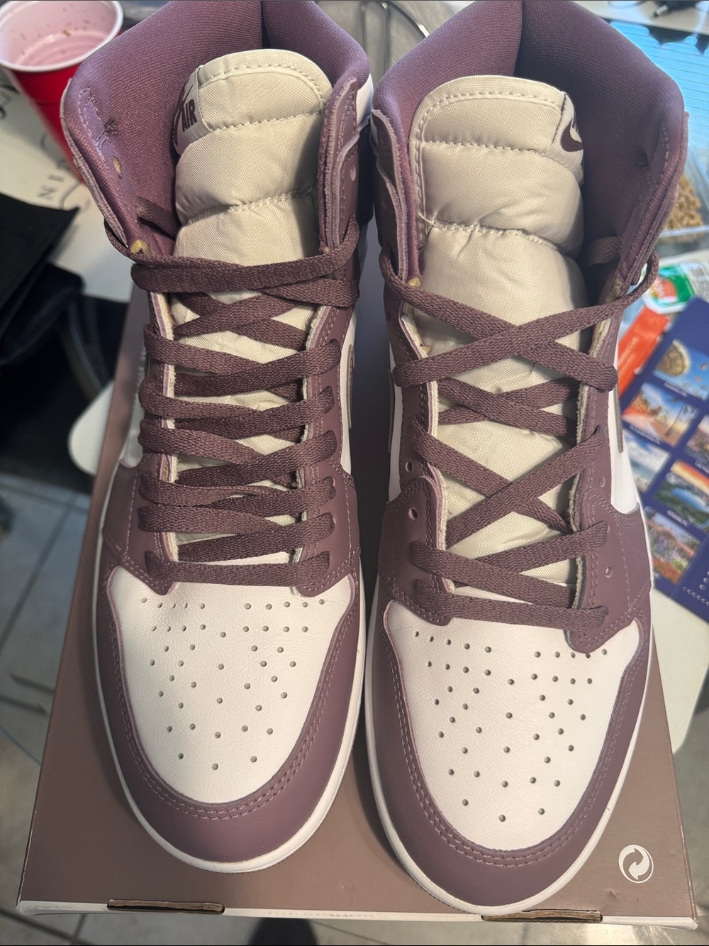 High-Top Sneakers in Dusty Mauve and Cream
